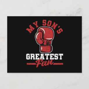 My son's biggest fan funny boxing mom box postcard