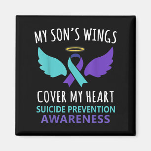 My Son's Wings Cover Heart Suicide Awareness Ribbo Magnet