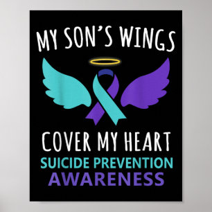 My Son's Wings Cover Heart Suicide Awareness Ribbo Poster