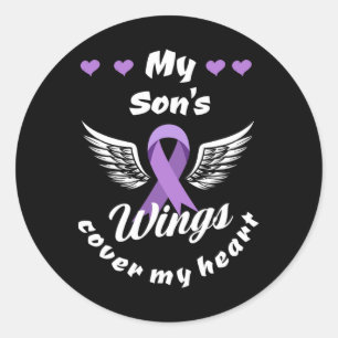 My Son's Wings Cover My Heart Overdose Awareness Classic Round Sticker