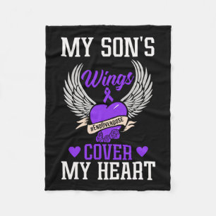My Sons Wings Cover My Heart - Overdose Awareness Fleece Blanket