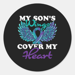 My Sons Wings Cover My Heart Suicide Prevention Aw Classic Round Sticker