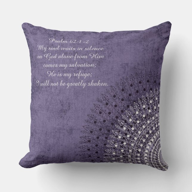 My Soul Waits Psalm Purple Doily Pillow (Front)