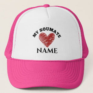 My Soulmate Heart - Customisable Hot Pink & White Trucker Hat