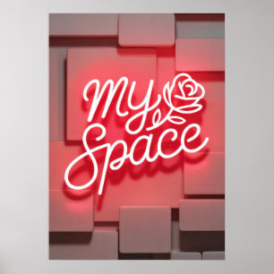 My Space Neon Sign Art – Pink Typography Wall