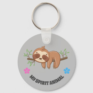 My Spirit Animal   Cute Sleeping Sloth Key Ring