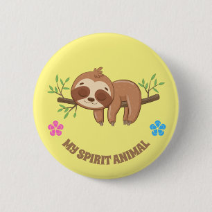 My Spirit Animal Cute Sleeping Sloth Template 6 Cm Round Badge