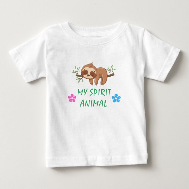 My Spirit Animal | Cute Sleeping Sloth Template Baby T-Shirt (Front)