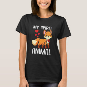 My Spirit Animal Fox I Love You Heart Valentines D T-Shirt