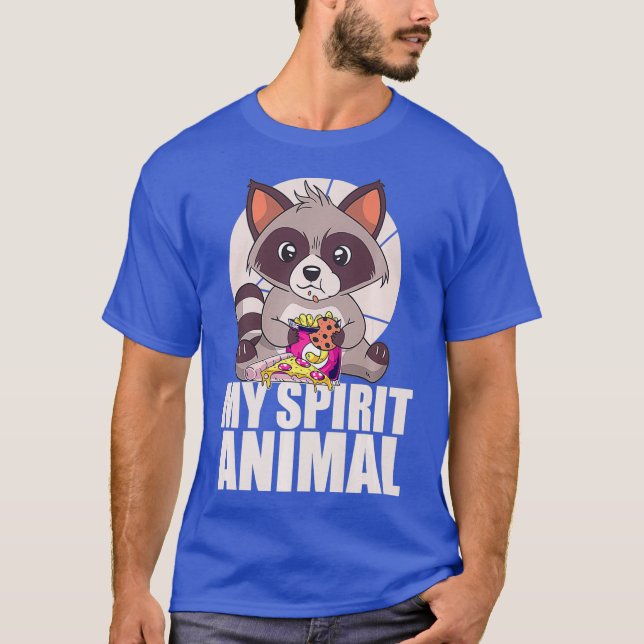 MY SPIRIT ANIMAL Funny Racoon Meme Eating Junk T-Shirt (Front)