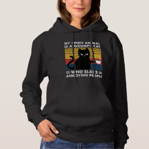 My Spirit Animal Is A Grumpy Black Cat funny Cats Hoodie