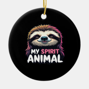 My Spirit Animal - Relaxed Lazy Sloth Design Ceramic Tree Decoration