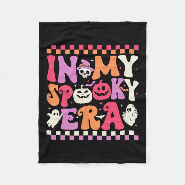 My Spooky Era Halloween Ghost Groovy Hippie Hallow Fleece Blanket (Front)