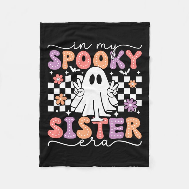 My Spooky Sister Era Retro Ghost Halloween Spooky  Fleece Blanket (Front)
