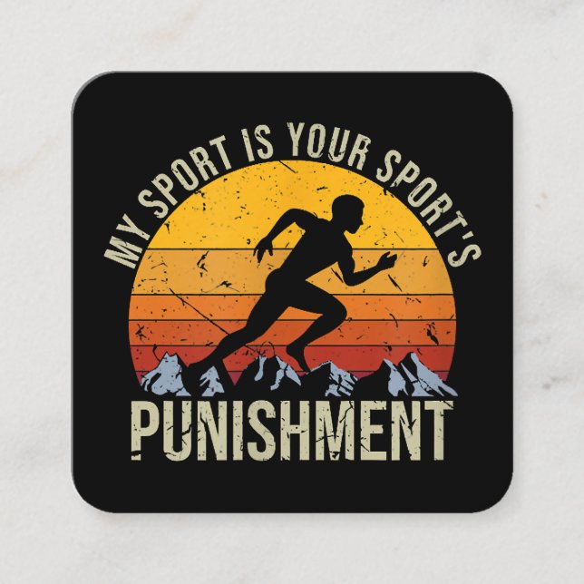 My Sport Is Your Sports Punishment Track Cross Cou Square Business Card (Front)