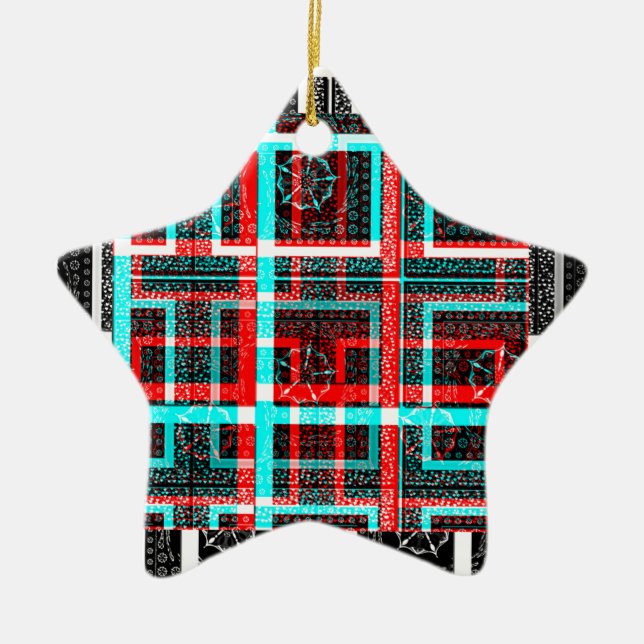 My Square Maze Design Ceramic Tree Decoration (Front)