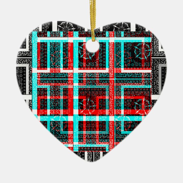 My Square Maze Design Ceramic Tree Decoration (Front)