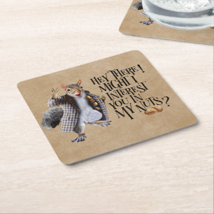 My Squirrel Nuts Square Paper Coaster