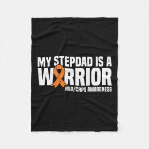 My Stepdad Is A Warrior Orange Ribbon Rsdcrps Awar Fleece Blanket
