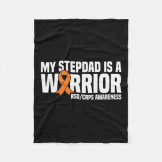 My Stepdad Is A Warrior Orange Ribbon Rsdcrps Awar Fleece Blanket