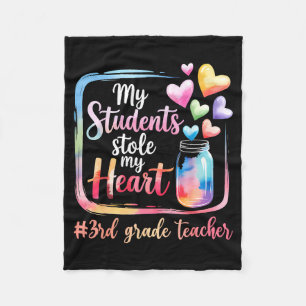 My Student Stole My Heart 3rd Grade Teacher Valent Fleece Blanket