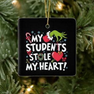 My Students Stole My Heart Christmas Xmas Teacher  Ceramic Ornament