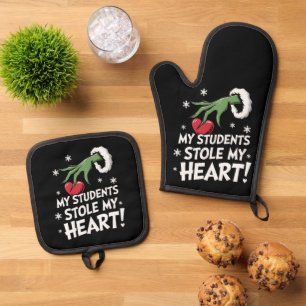 My Students Stole My Heart Xmas Christmas Teacher  Oven Mitt & Pot Holder Set