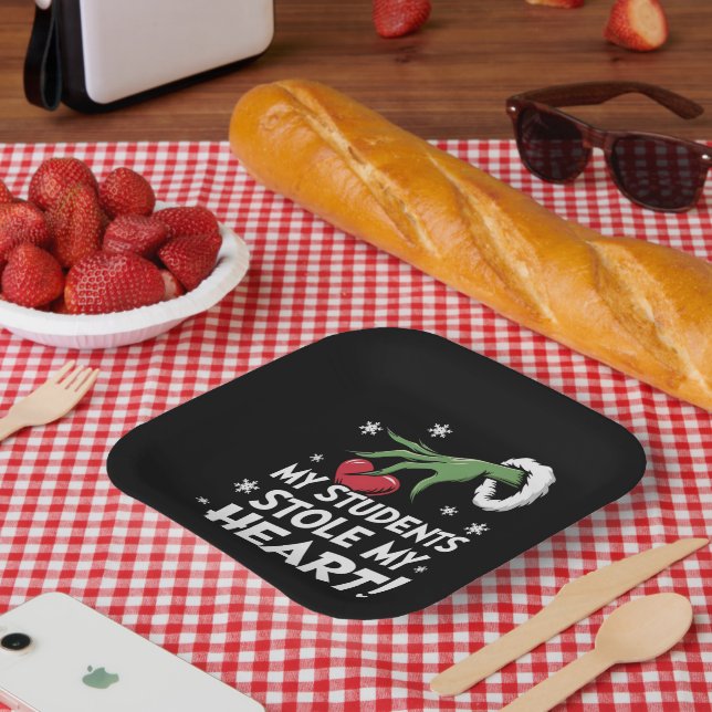 My Students Stole My Heart Xmas Christmas Teacher  Paper Plate (Picnic)