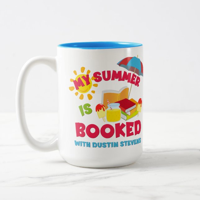My Summer Is Booked with Dustin Stevens Two-Tone Coffee Mug (Left)