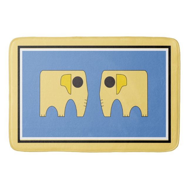 My Sunny Elephant on Blue Bath Mat (Front)