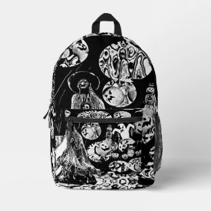 My Super Halloween black and white Printed Backpack