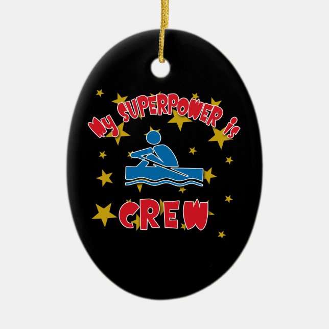 My Superpower is Crew Ceramic Tree Decoration (Front)