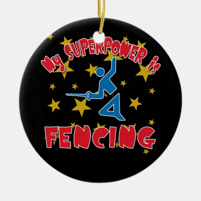 My Superpower is Fencing Ceramic Tree Decoration (Front)