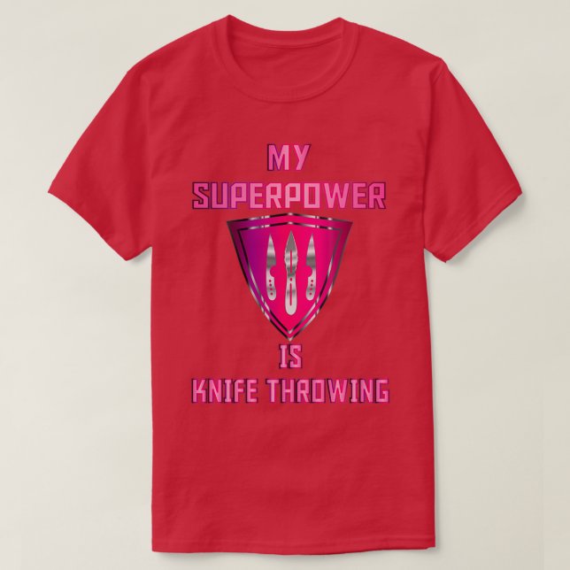 My Superpower is Knife Throwing Pink Badge Classic T-Shirt (Design Front)