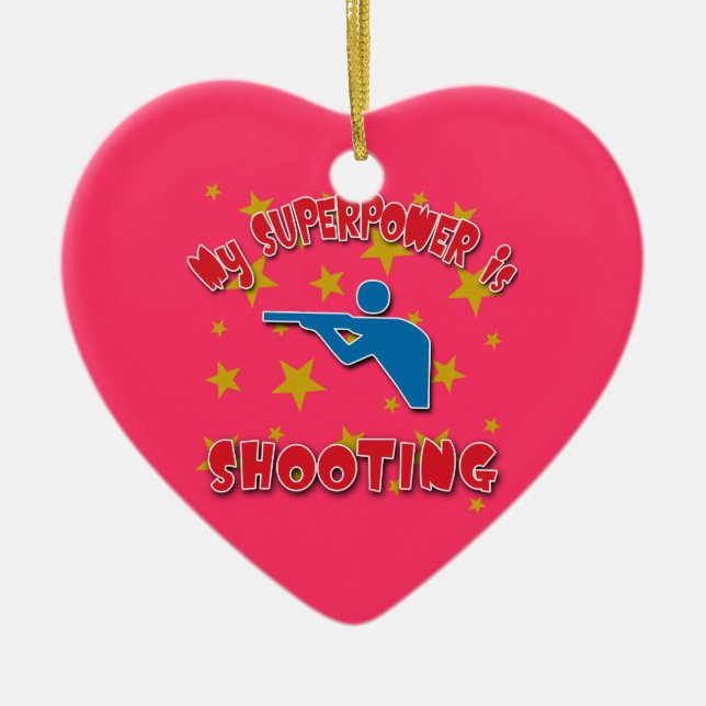 My Superpower is Shooting Ceramic Tree Decoration (Front)