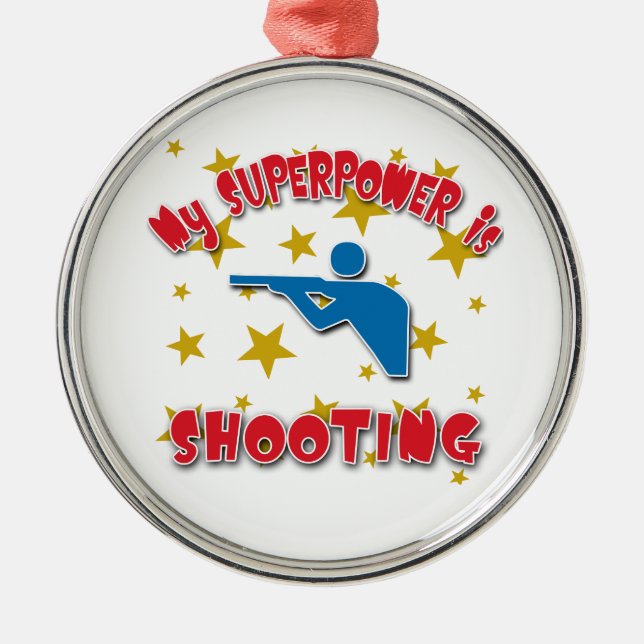 My Superpower is Shooting Metal Tree Decoration (Front)