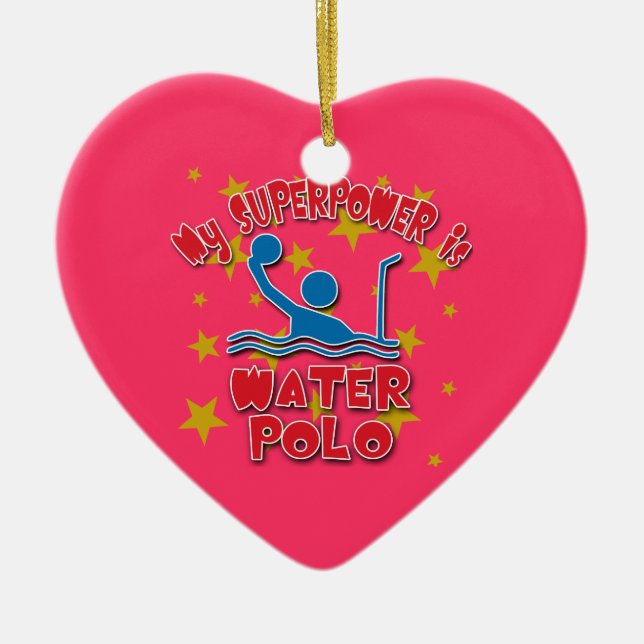 My Superpower is Water Polo Ceramic Tree Decoration (Front)