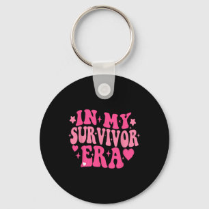 My Survivor Era Breast Cancer Awareness Retro Groo Key Ring