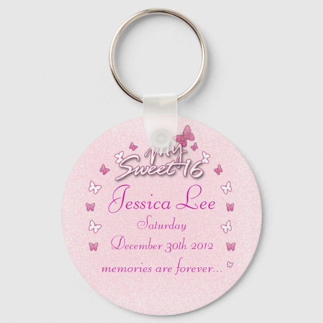 My Sweet 16 Butterflies Key Ring (Front)