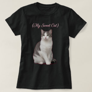 My Sweet Cat Grey White Photo Design T-Shirt