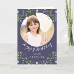 My Sweet Girl | Personalised Photo Birthday Card<br><div class="desc">Let a special little girl in your life know how very loved she is with this beautiful, personalised photo birthday card. This darling card has a circle cutout for your photo, a dusk purple background, and a whimsical floral design in green and light lavender. Great idea for a granddaughter, niece,...</div>