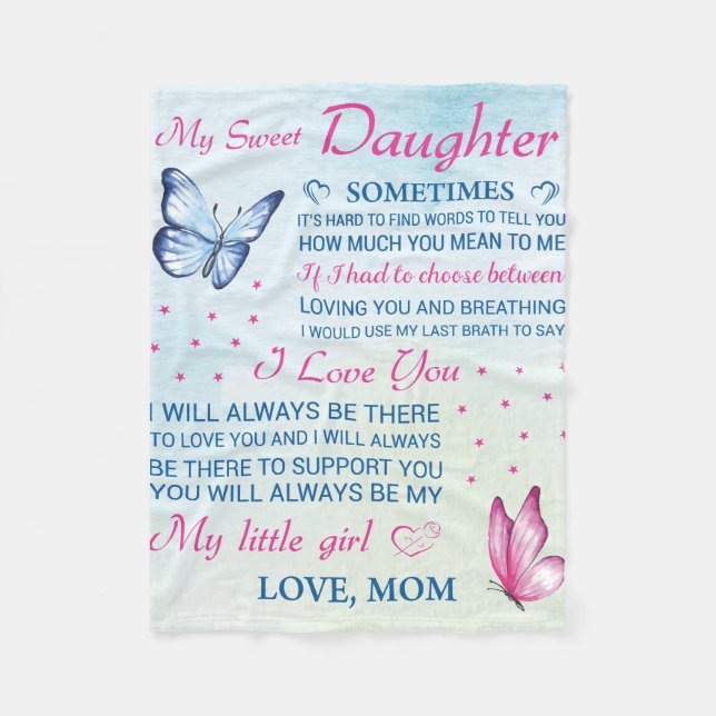 My Sweet Heart Daughter's Personalised Fleece Blanket (Front)