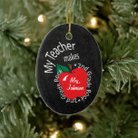 My Teacher Makes 2nd Grade Rock | Chalkboard Ceramic Tree Decoration<br><div class="desc">🍎 Teacher Ornament. 📌If you need further customisation, please click the "Click to Customise further" or "Customise or Edit Design"button and use our design tool to resize, rotate, change text colour, add text and so much more.⭐This Product is 100% Customisable. Graphics and / or text can be added, deleted, moved,...</div>