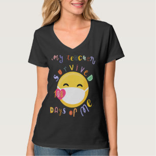 My Teacher Survived 100 Days Of Me Face Mask Funny T-Shirt