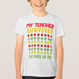 My Teacher Survived 100 Days Of Me Milestone Gift Tri-Blend Shirt