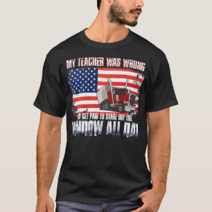 My Teacher Was Wrong Funny Vintage US Flag Truck D T-Shirt