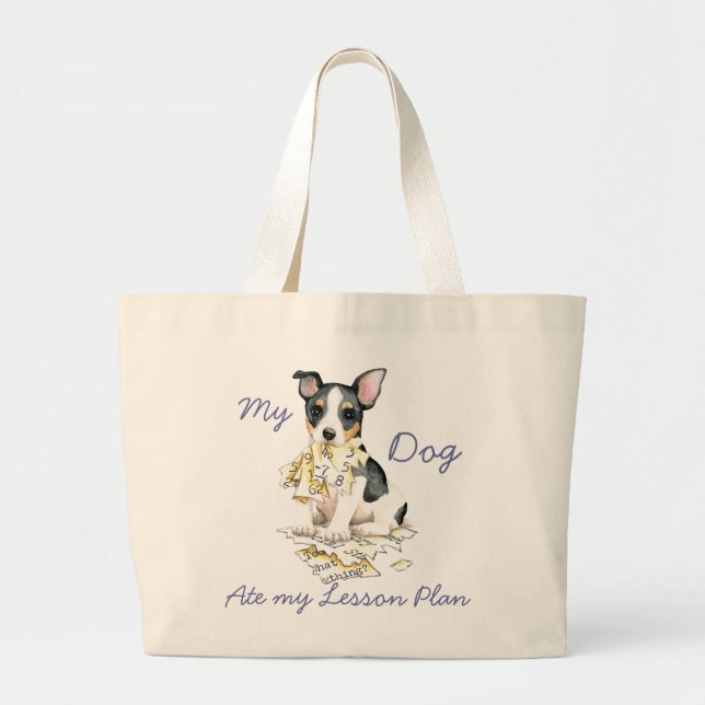 My Teddy Roosevelt Terrier Ate my Lesson Plan Large Tote Bag (Front)