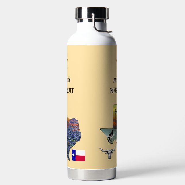 My Texas - Illustrated map outline - personalize Water Bottle (Left)