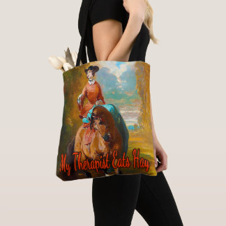 My Therapist Eats Hay. Rider by Alfred De Dreux Tote Bag