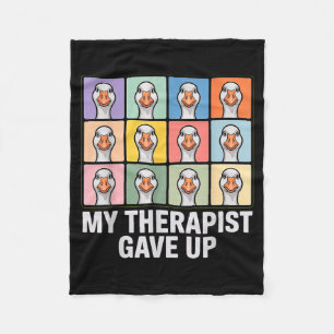 My therapist gave up funny goose grid pop art meme fleece blanket
